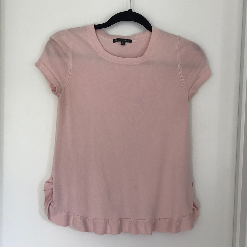 Sweet pink sweater with ruffle details